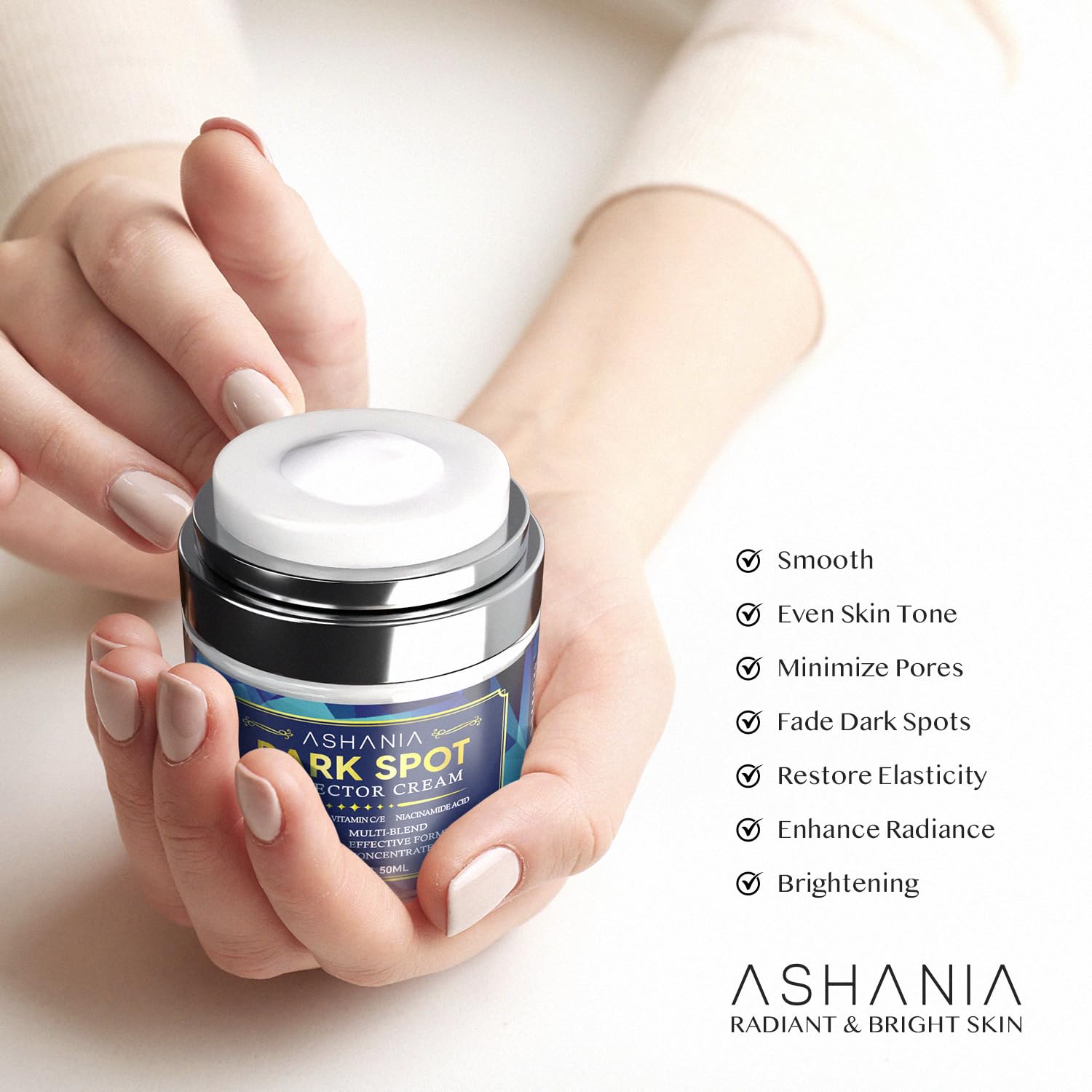 Ashania pump bottle dispense demonstrates hygienic dosing.