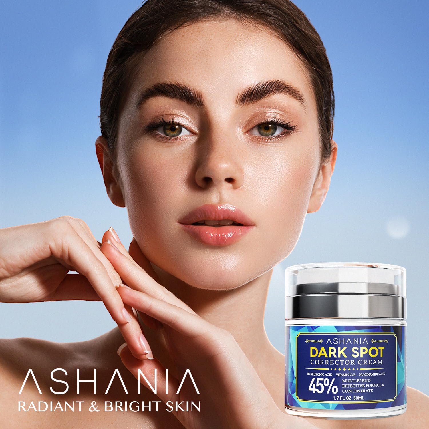 Ashania skin-tone evening closeup indicates clearer complexion.