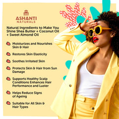 Ashanti Naturals almond oil and coconut blend for nourishing daily moisture.