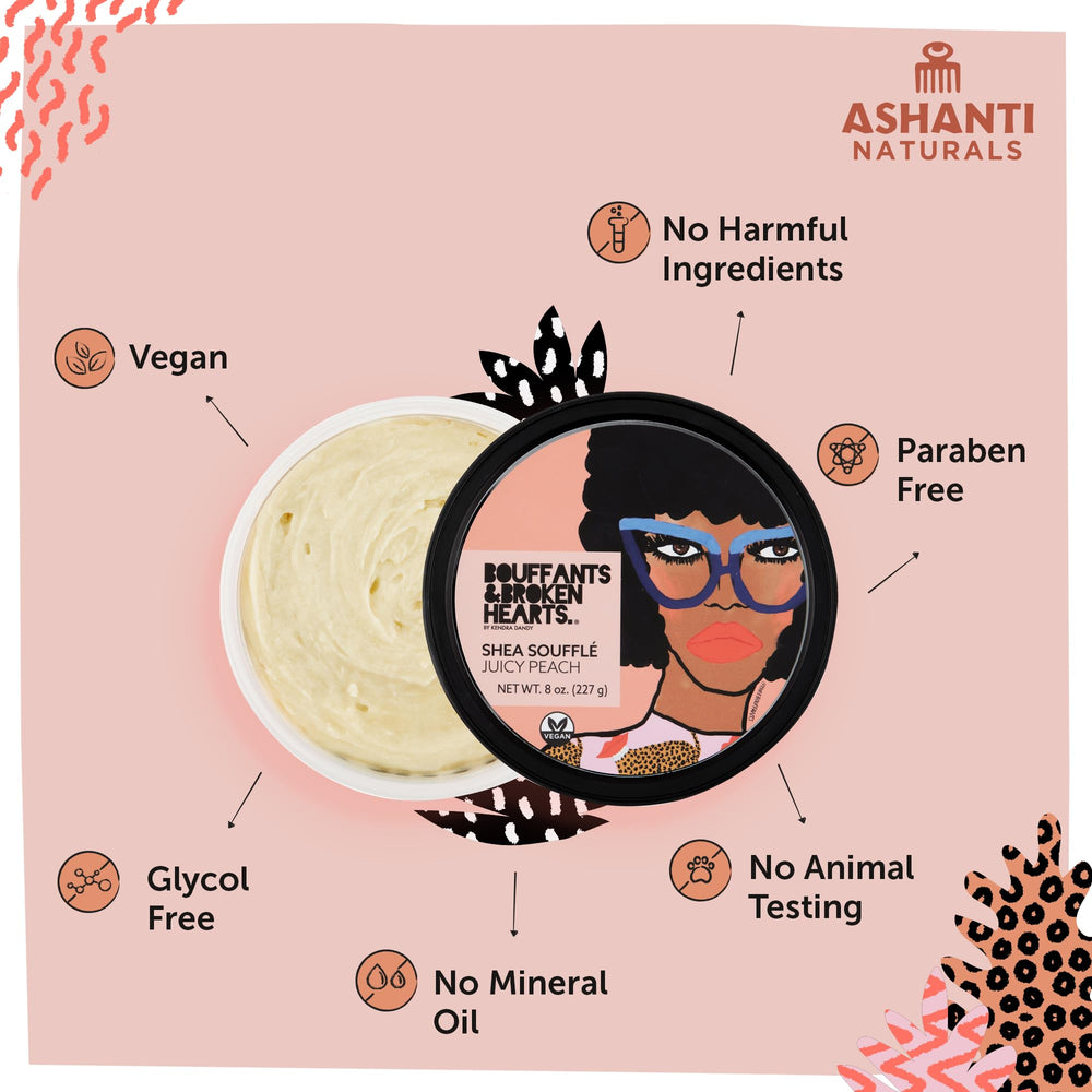 Ashanti Naturals raw shea butter and almond oil blend for deep moisturization.