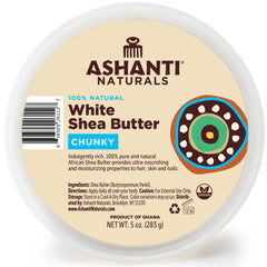 Ashanti Naturals white chunky raw shea butter 5oz for skin and hair moisture.