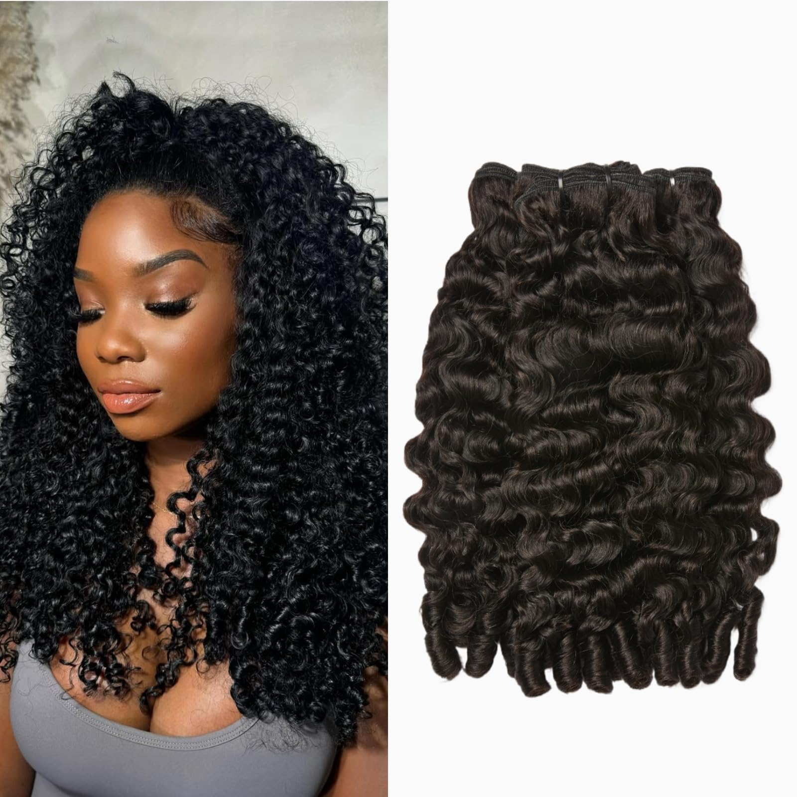 ASHINE Burmese curly bundles 18-inch closeup curls highlight defined texture and quality.