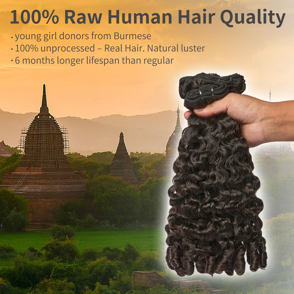 ASHINE Burmese curly bundles 20-inch volume curls convey full natural bounce.