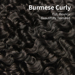 ASHINE Burmese curly bundles raw hair closeup reveals intact cuticles and premium feel.