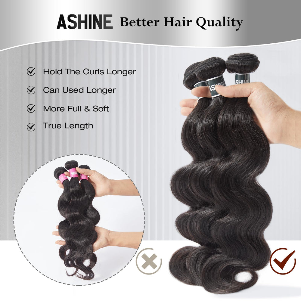 ASHINE Cambodian raw hair bundles 24-inch straight with silky flow