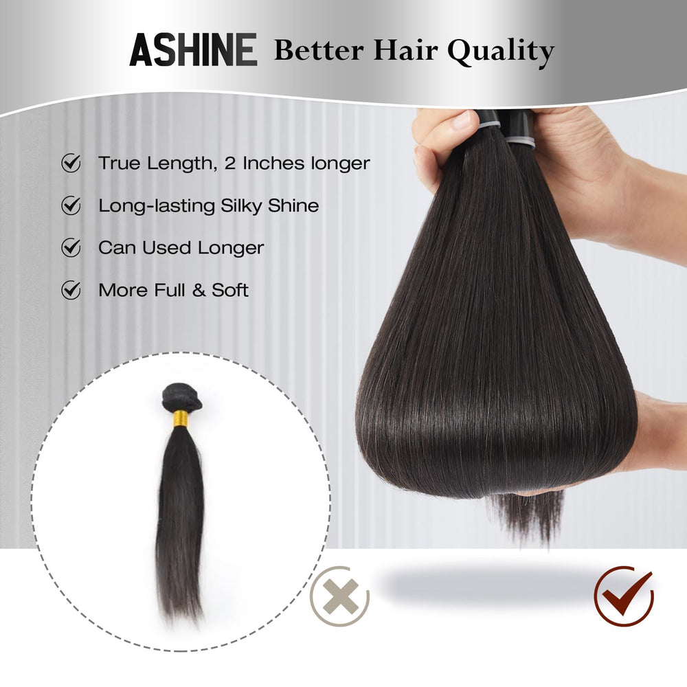 ASHINE packaging featuring three bundles for premium presentation.