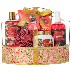 ASINING bath and body basket with cherry fragrance for a luxurious gift