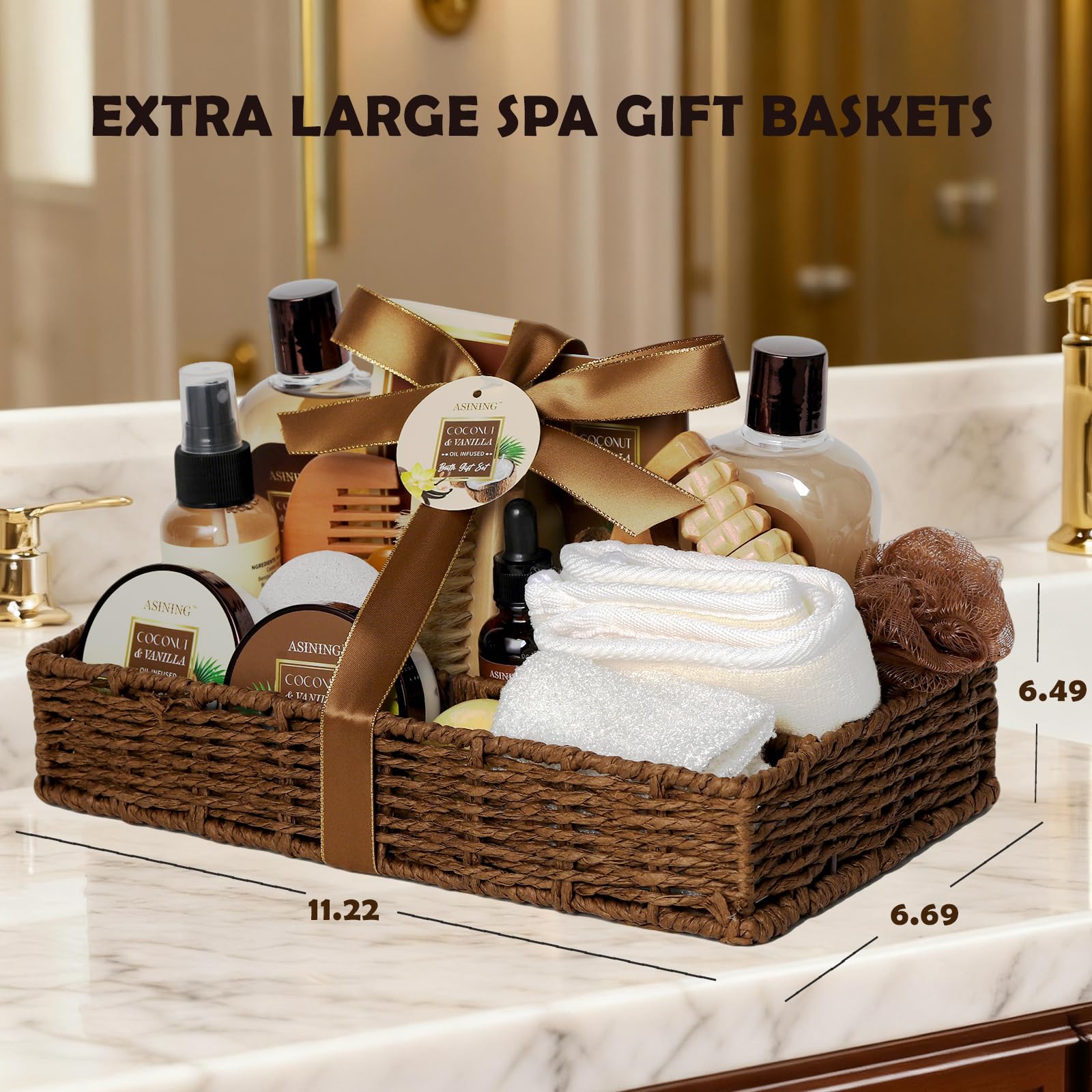 ASINING bath foam puff and wooden brush for gentle cleansing.