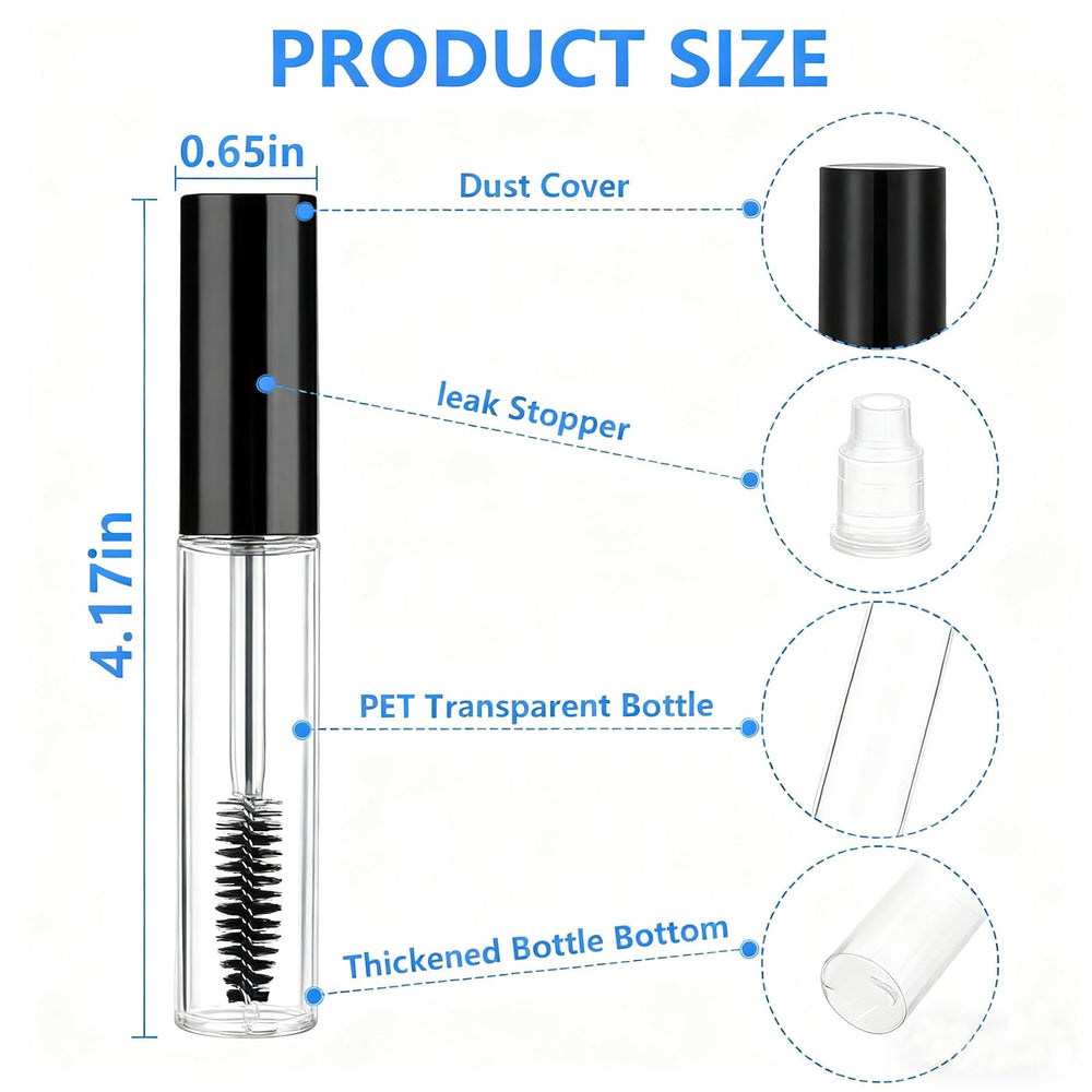 AskBed mascara tubes with wand and labels included for easy customization.