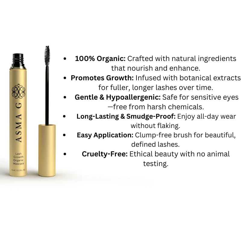 ASMA G Organic Mascara brush application for smooth, clump-free lashes
