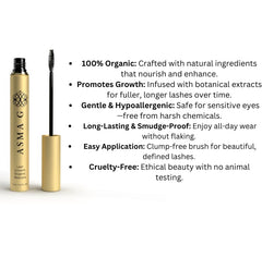 ASMA G Organic Mascara brush application for smooth, clump-free lashes