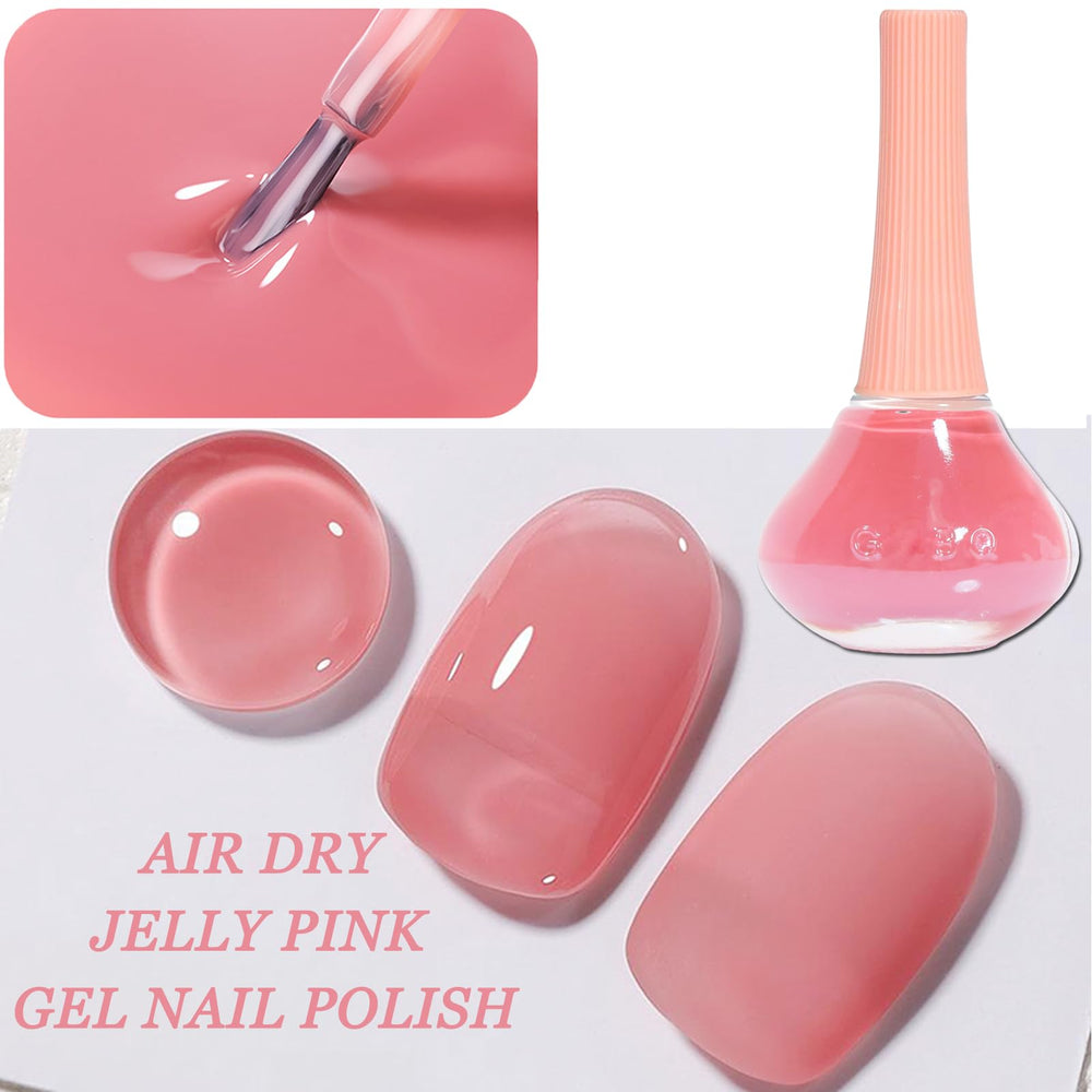ASMAYSA Air Dry Pink Jelly Polish applied without UV lamp for easy home use