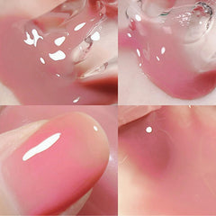 ASMAYSA Clear Pink Gel Nail Polish layered to build soft pink shade