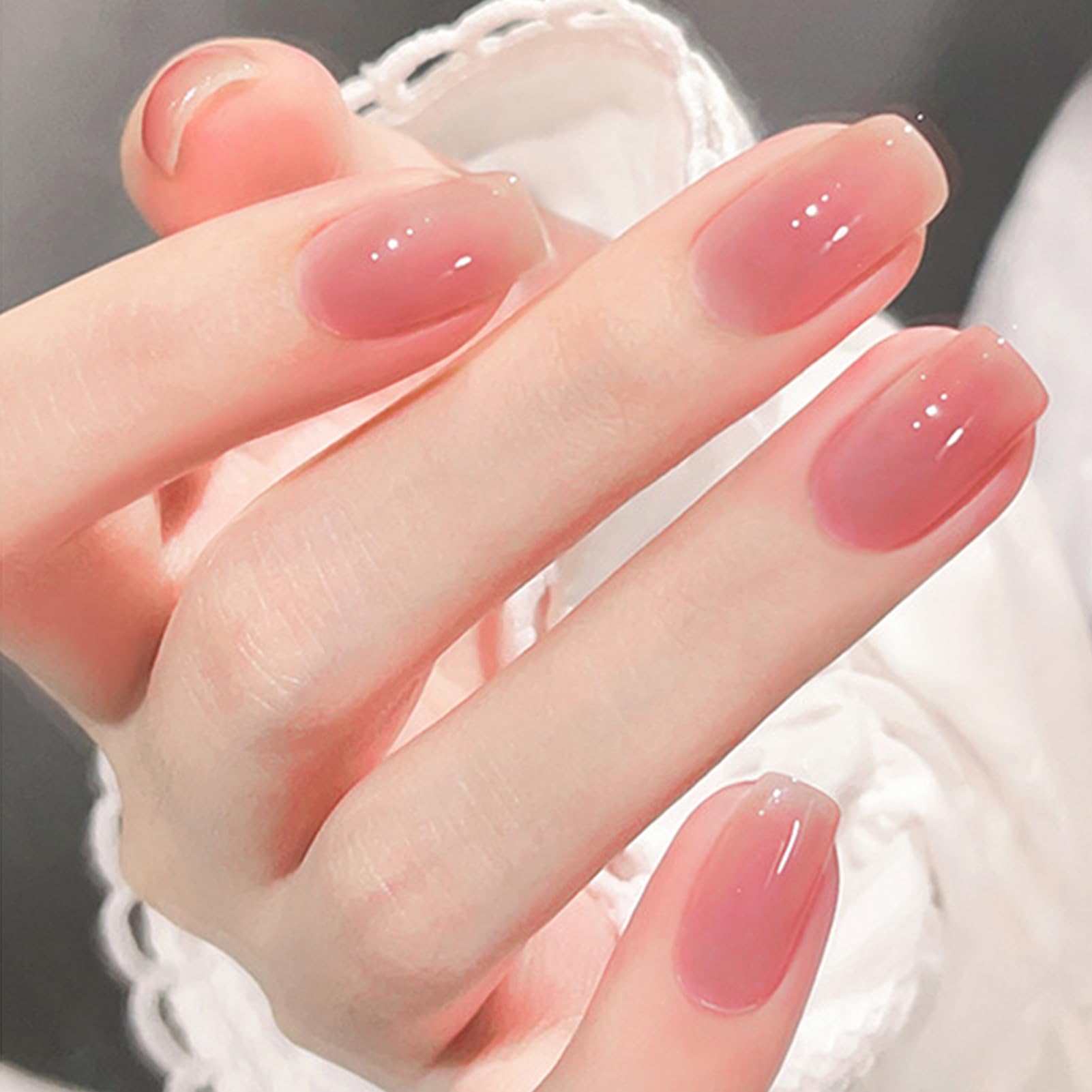 ASMAYSA Jelly Pink Nail Polish brush stroke for smooth, even application