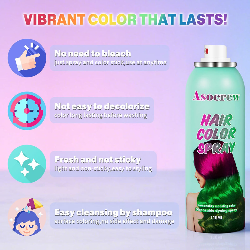 Asocrew GrayHair Spray party-look color adds playful style for events.