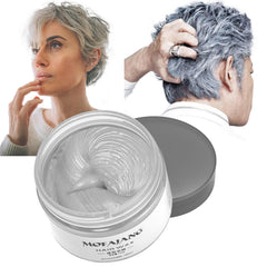 Asocrew gray temporary hair color wax application for a quick, bold style
