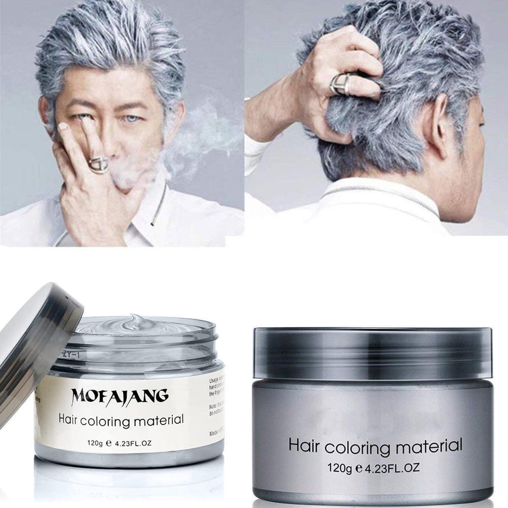 Asocrew jar and brush showing easy-to-use temporary hair color wax
