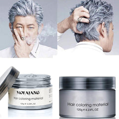 Asocrew jar and brush showing easy-to-use temporary hair color wax