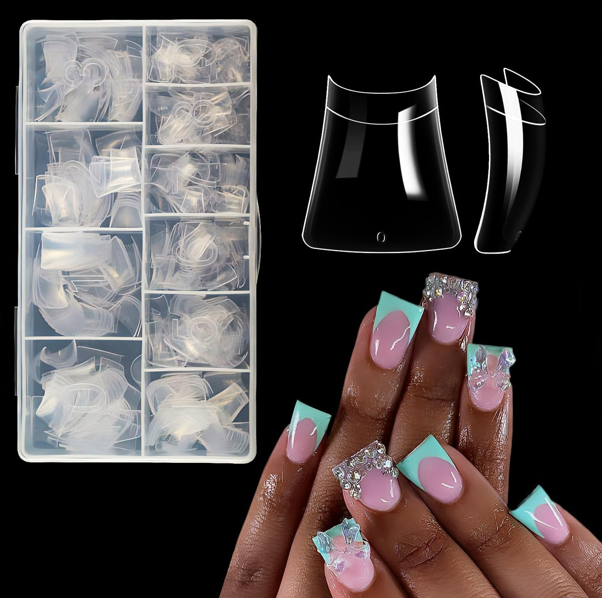 ASONRL clear duck nail tips packaging box supports easy DIY manicure