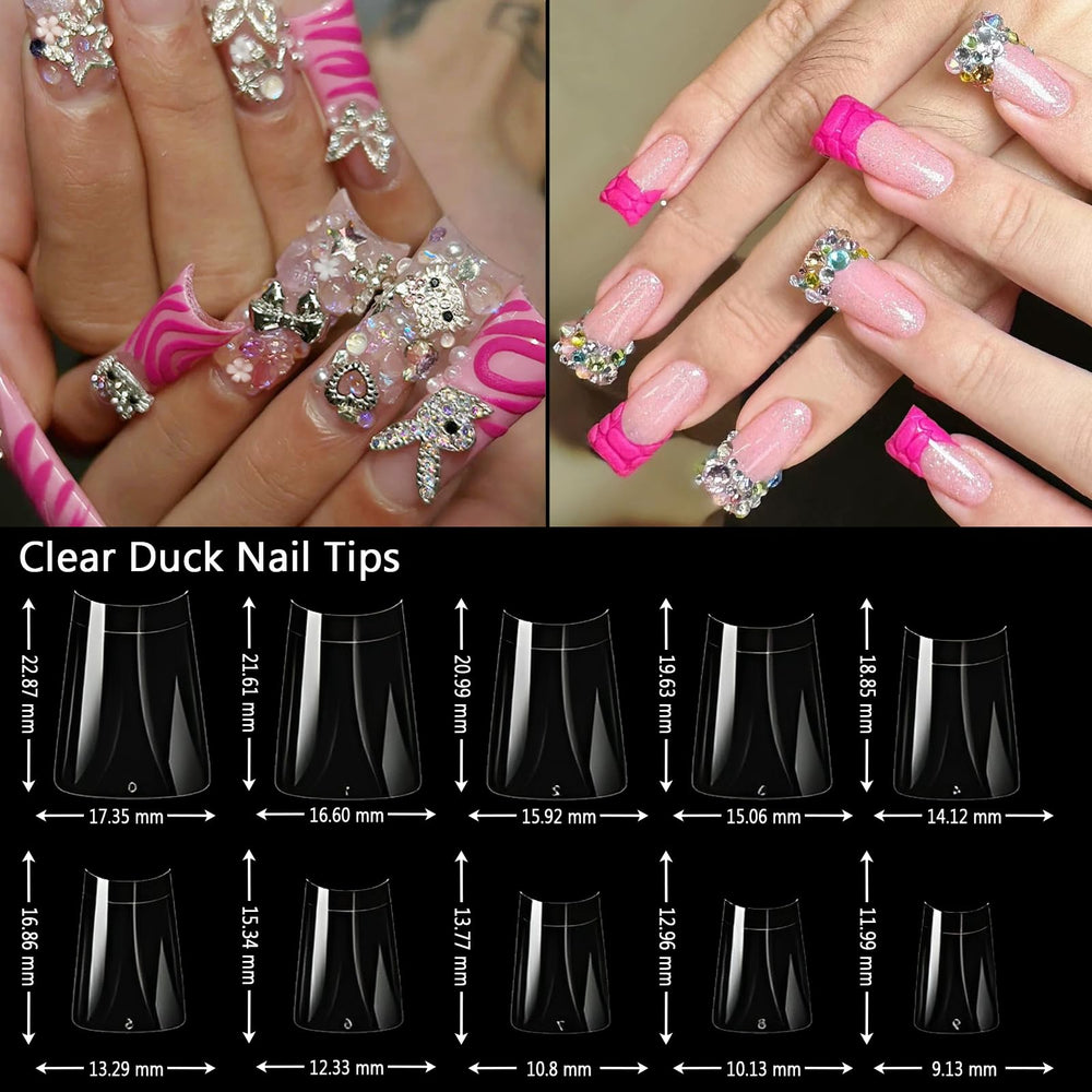 ASONRL clear duck nail tips size chart helps pick perfect fit