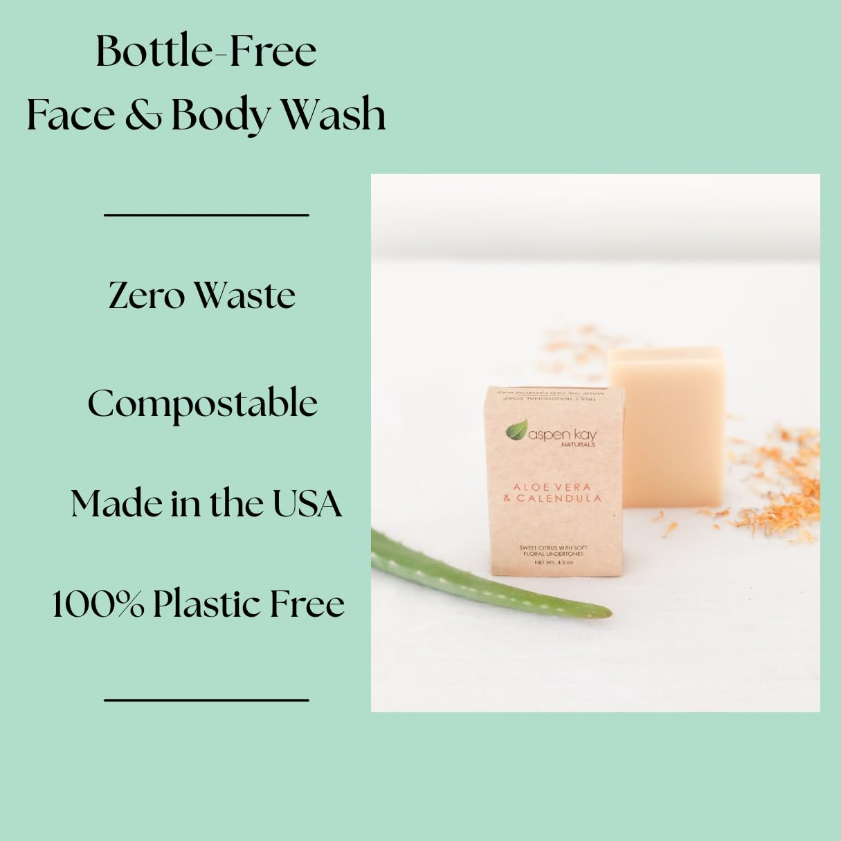 Aspen Kay Naturals bar lather-on-skin capturing gentle cleansing suitable for all skin types