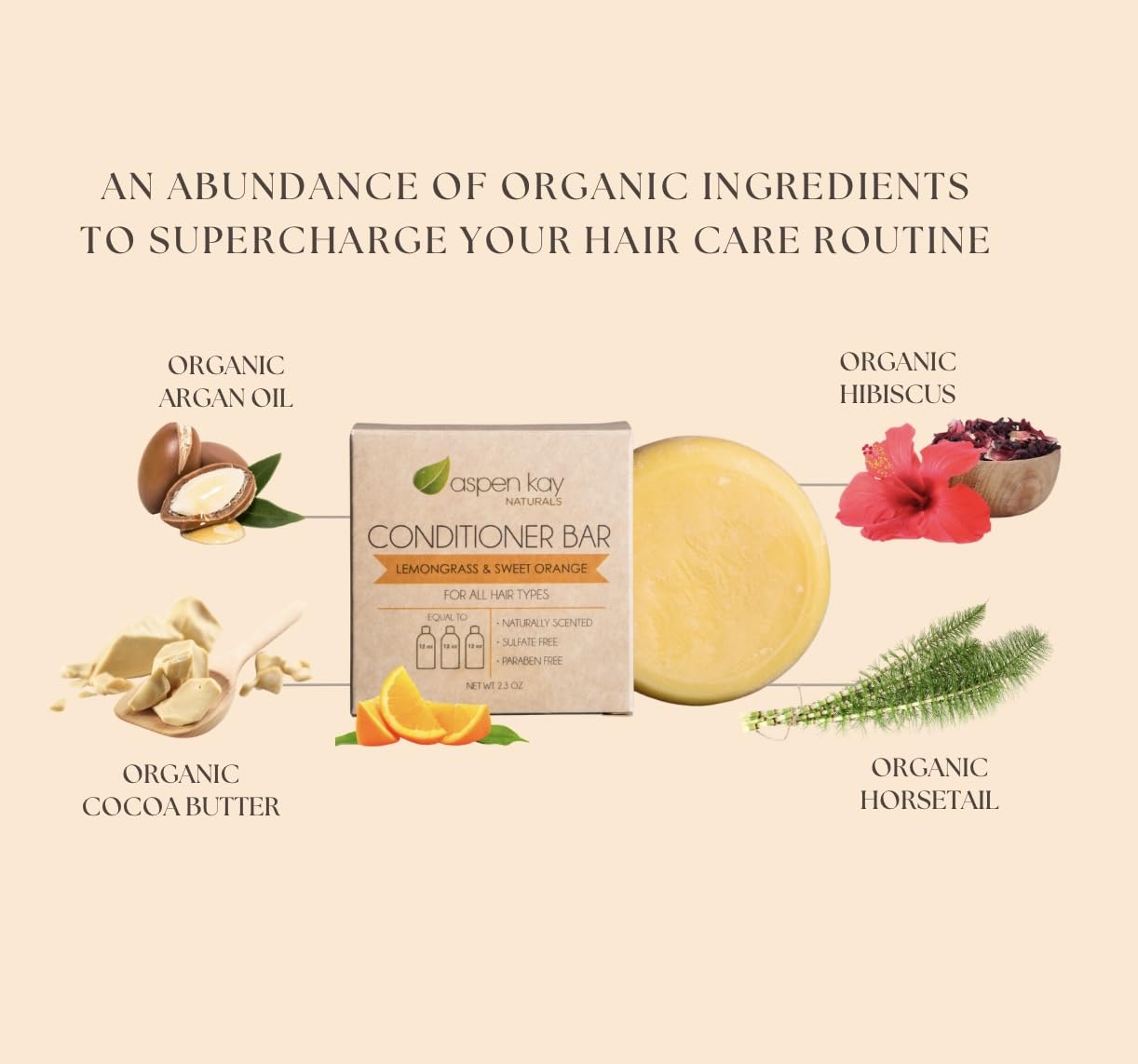 Herbal blend inside Aspen Kay Naturals Lemongrass conditioner bar with nettle and hibiscus