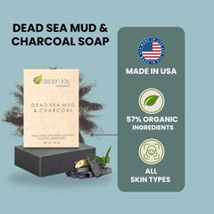 Close-up texture of Aspen Kay Naturals soap with mud and charcoal for cleansing