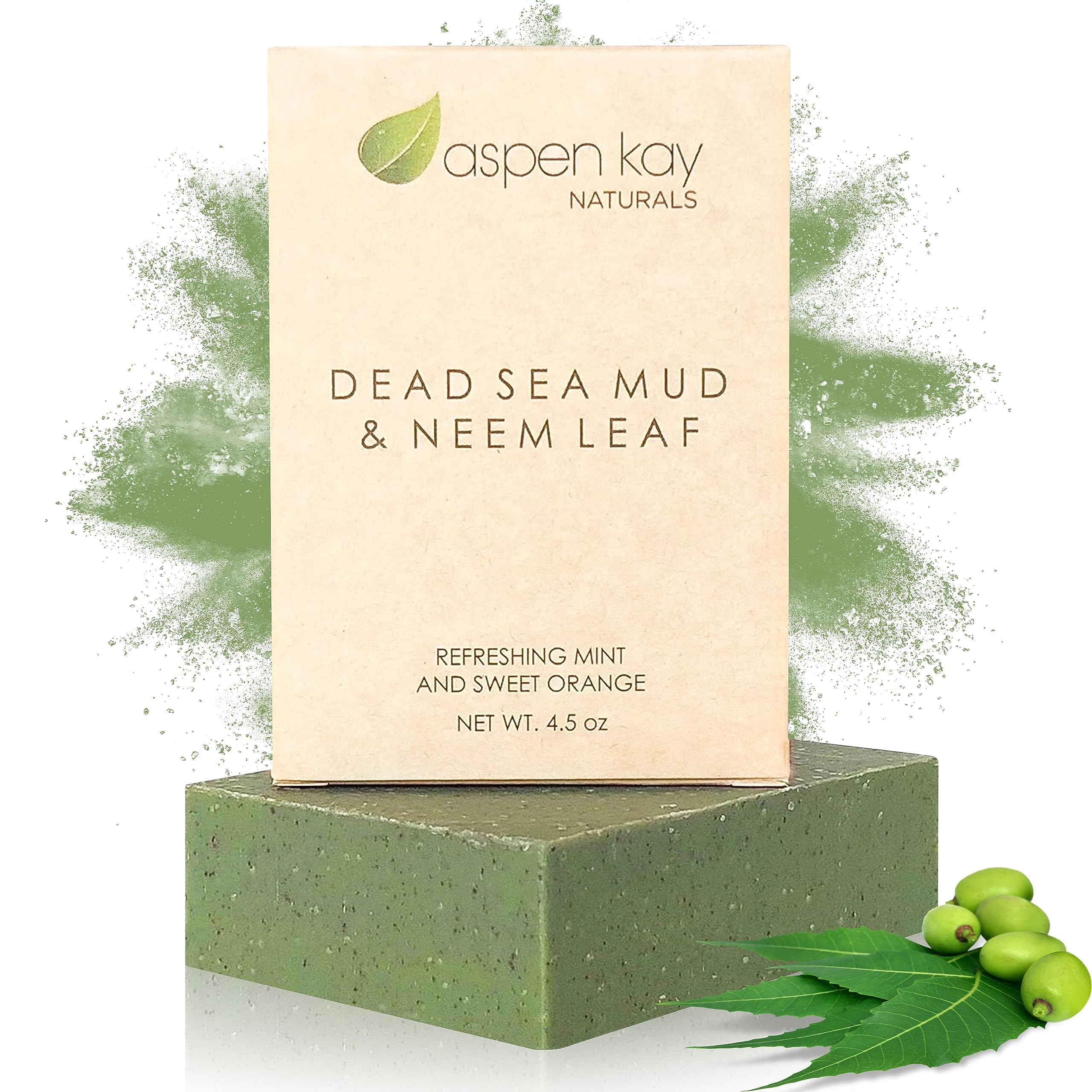 Aspen Kay Naturals Dead Sea mud soap bar – mineral-rich cleansing for all skin types.