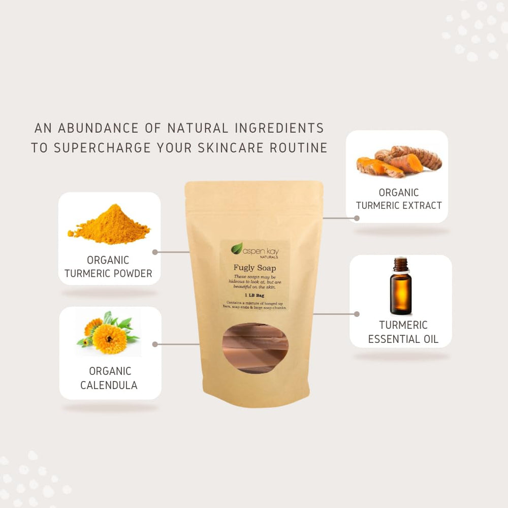 Aspen Kay Naturals Fugly Soap Turmeric ends wrapped for budget-friendly skincare.