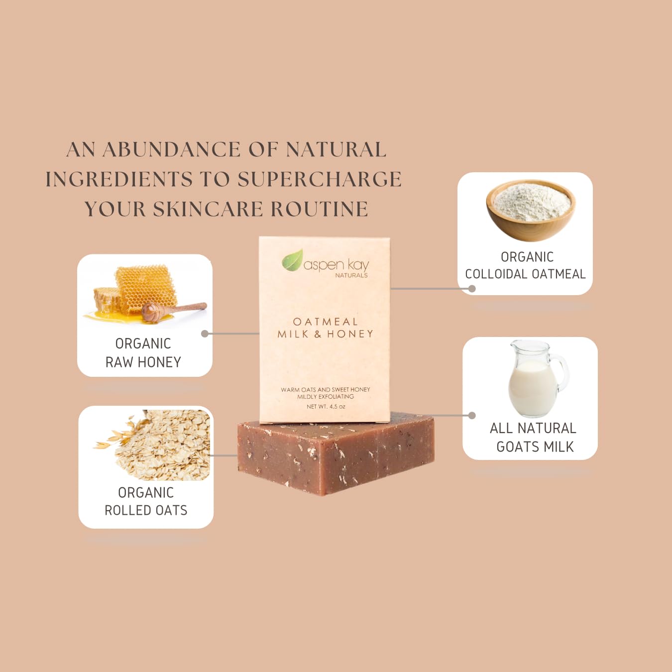 Aspen Kay Naturals oatmeal close-up textured oats for mild scrubbing
