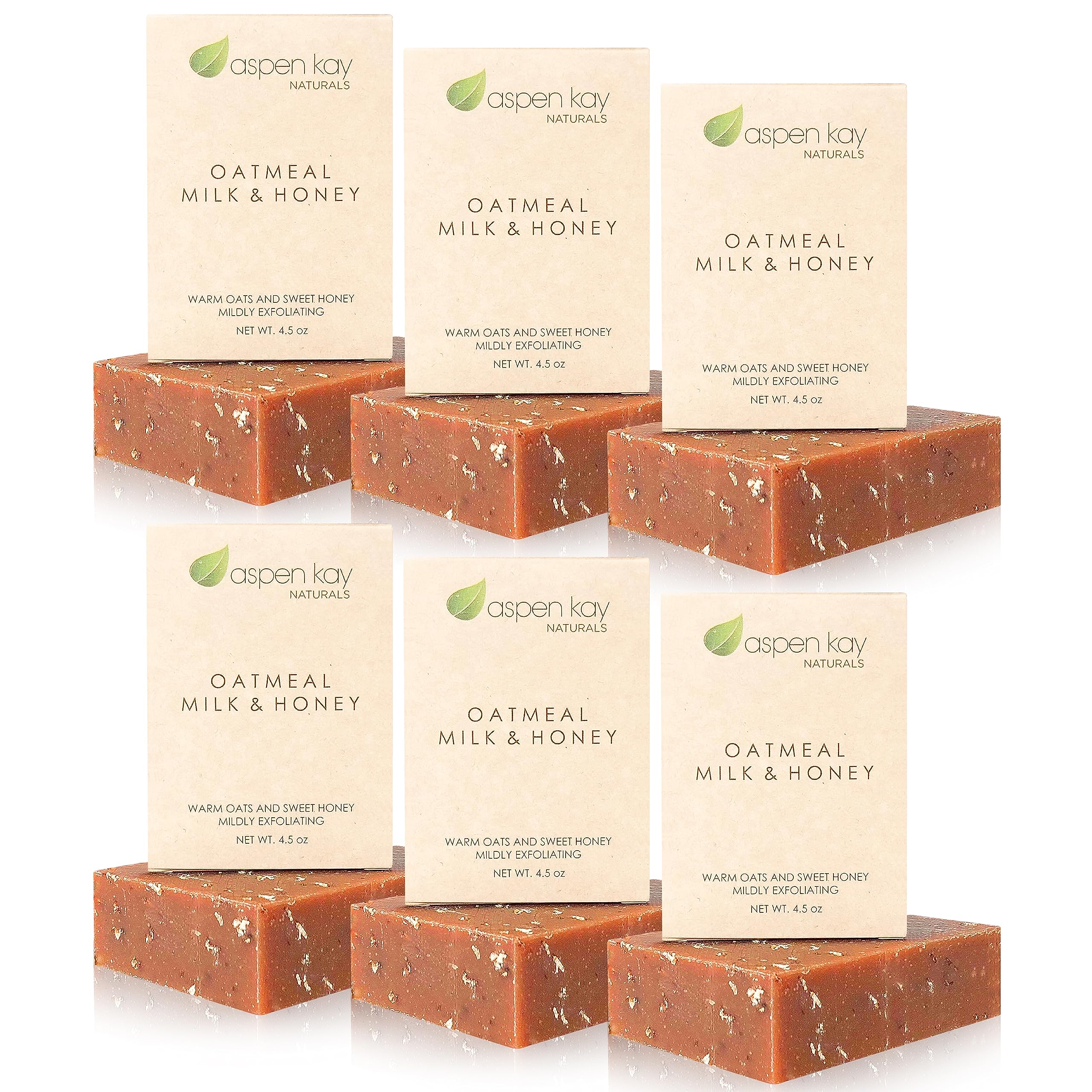 Aspen Kay Naturals Goats Milk soap bar front pack shows gentle exfoliation for smoother skin