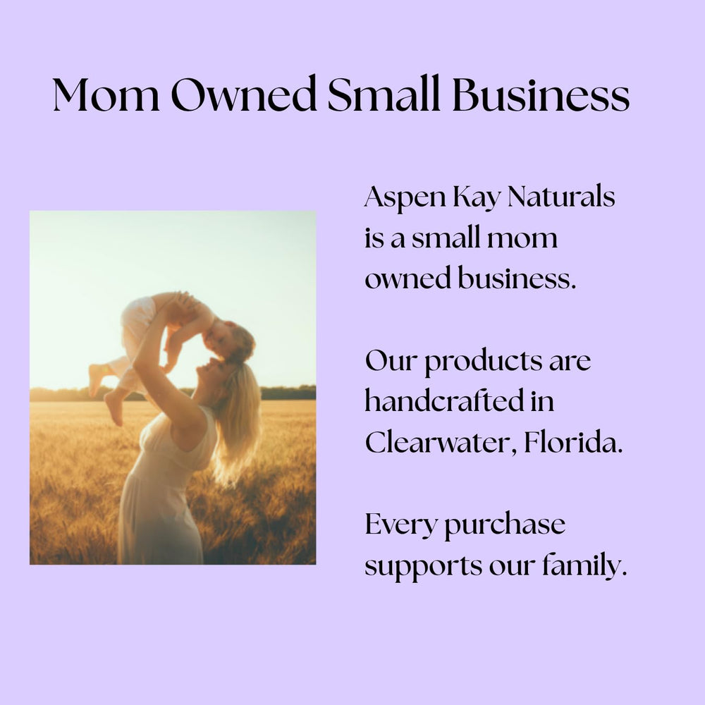 Aspen Kay Naturals Made in USA sign emphasizes handmade craftsmanship.