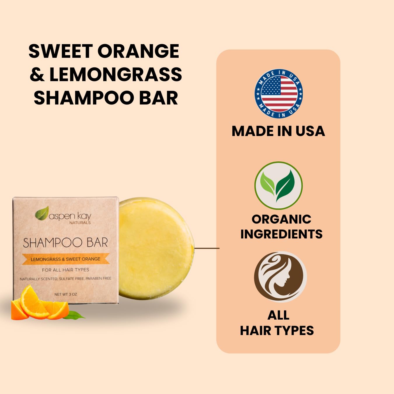 In-hand view of Aspen Kay Naturals Moroccan Argan Oil Shampoo Bar demonstrates compact daily care.