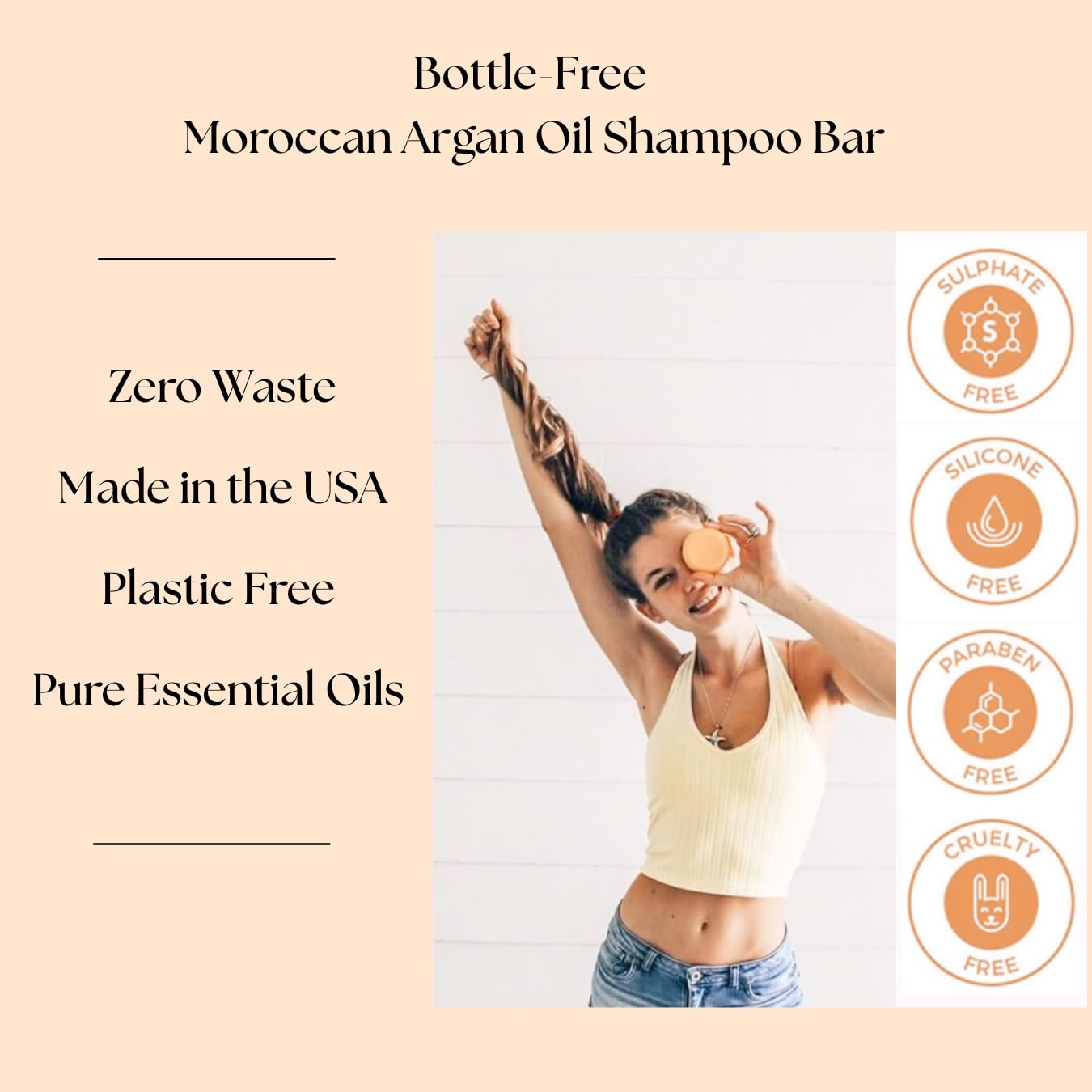 Aspen Kay Naturals Moroccan Argan Oil Shampoo Bar made in USA with careful craft.