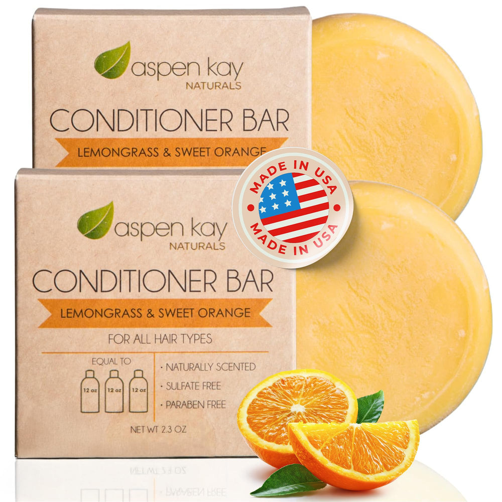 Aspen Kay Naturals solid conditioner bar pack, travel-friendly and compact.