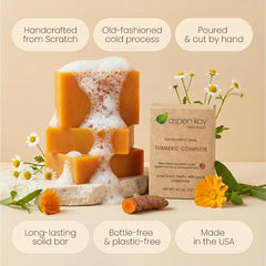 Aspen Kay Naturals turmeric soap with organic shea butter nourishes skin gently.