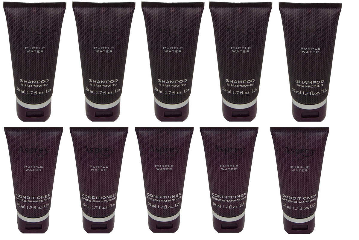 Asprey Purple Water shampoo bottle close-up for daily freshness