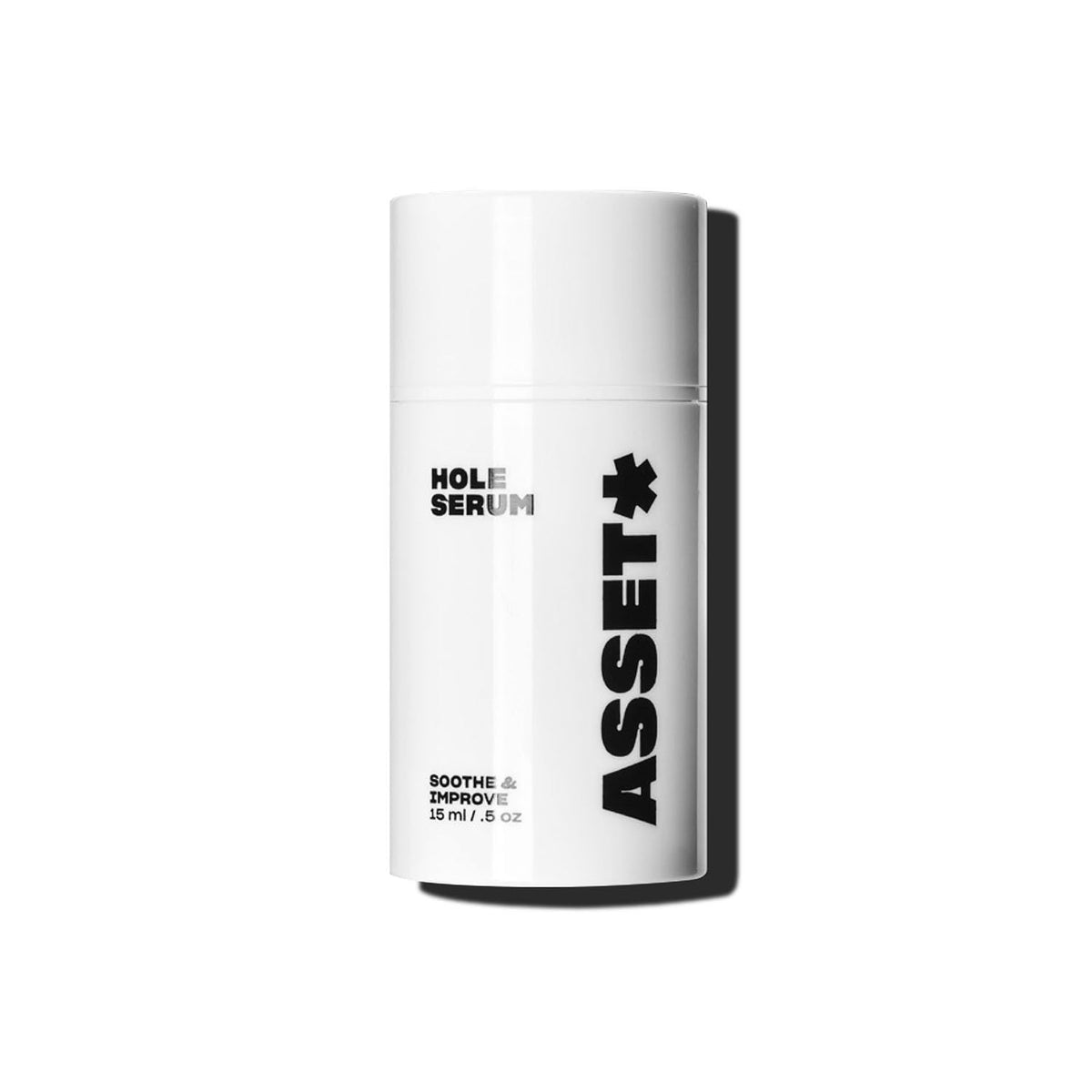 Asset Hole Serum bottle pour shows fast absorption for sensitive perianal skin.