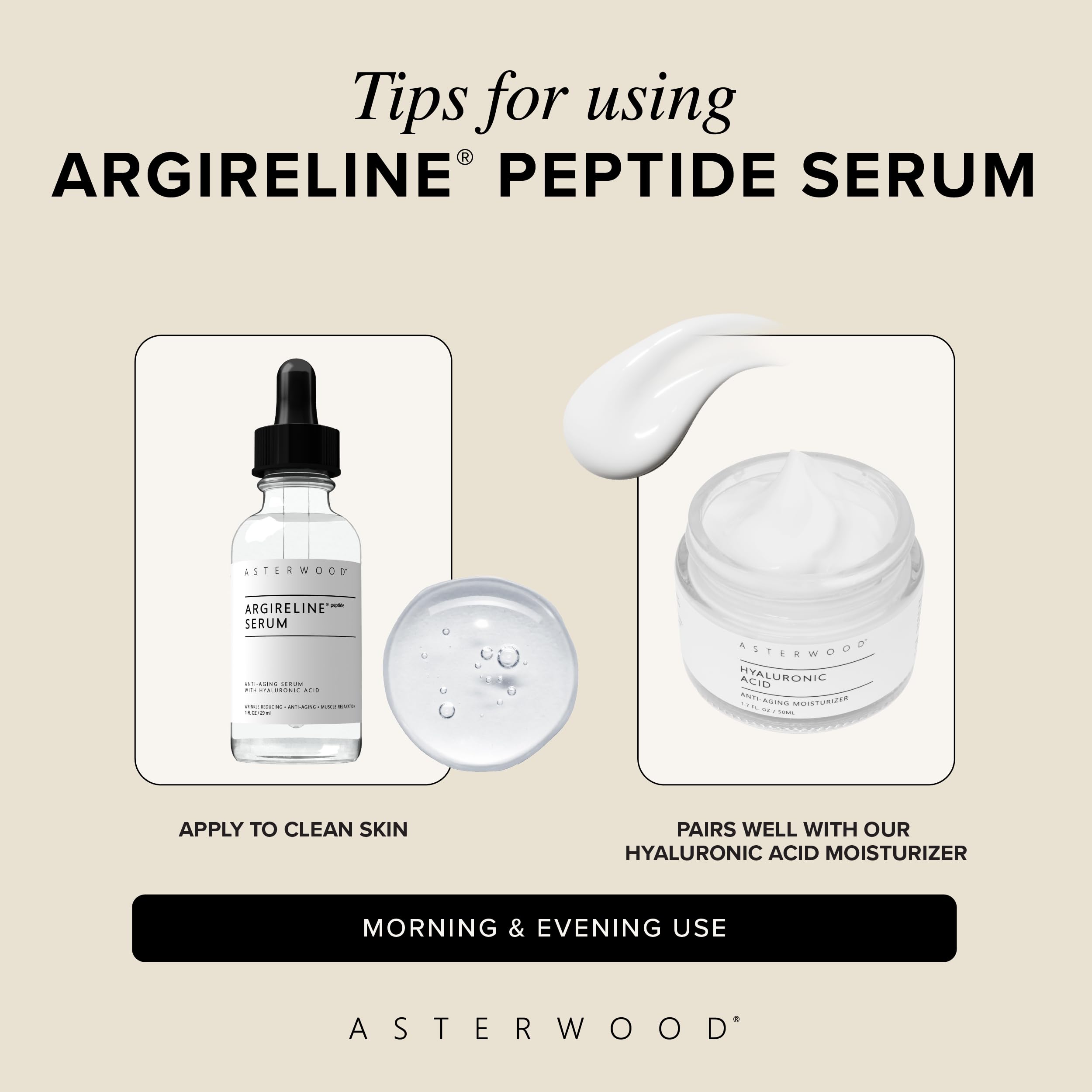 Close-up of hyaluronic acid in Asterwood Serum for deep hydration.