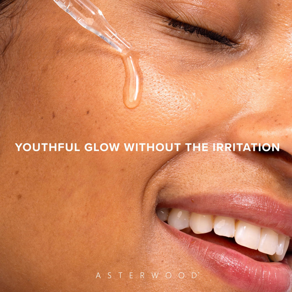 Asterwood Bakuchiol Serum fragrance-free packaging signals vegan, clean skincare commitments
