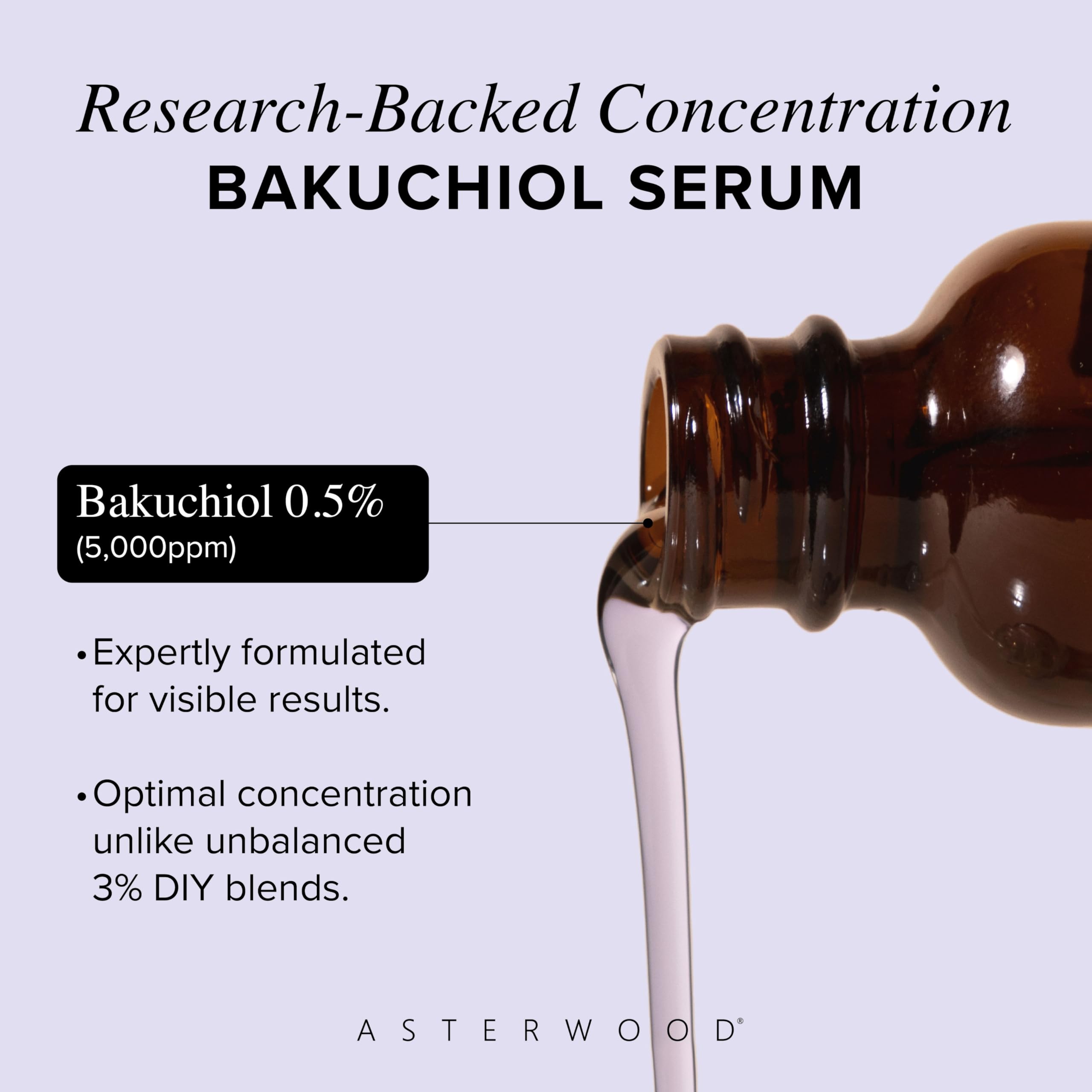 Asterwood Bakuchiol Serum texture swatch reveals lightweight formula for sensitive skin
