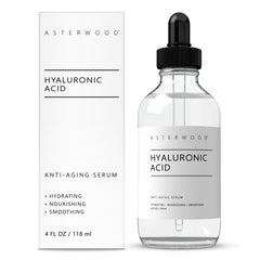 Asterwood Hyaluronic Serum bottle ready for fragrance-free daily hydration.