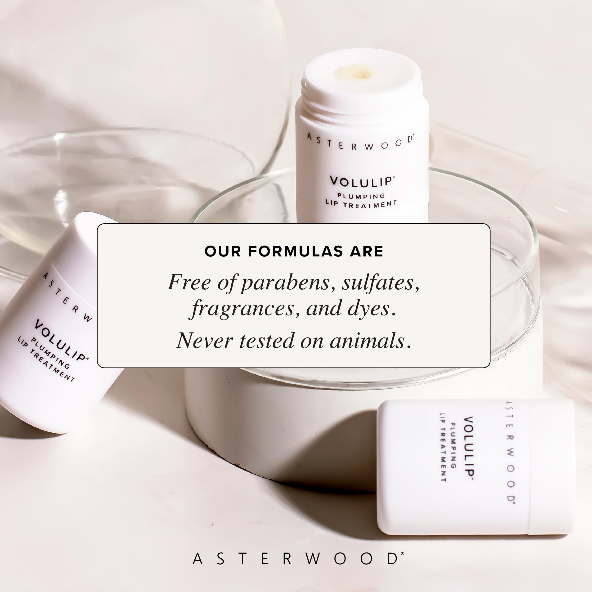Asterwood Lip Treatment & Balm fragrance-free vegan formula for sensitive lips.