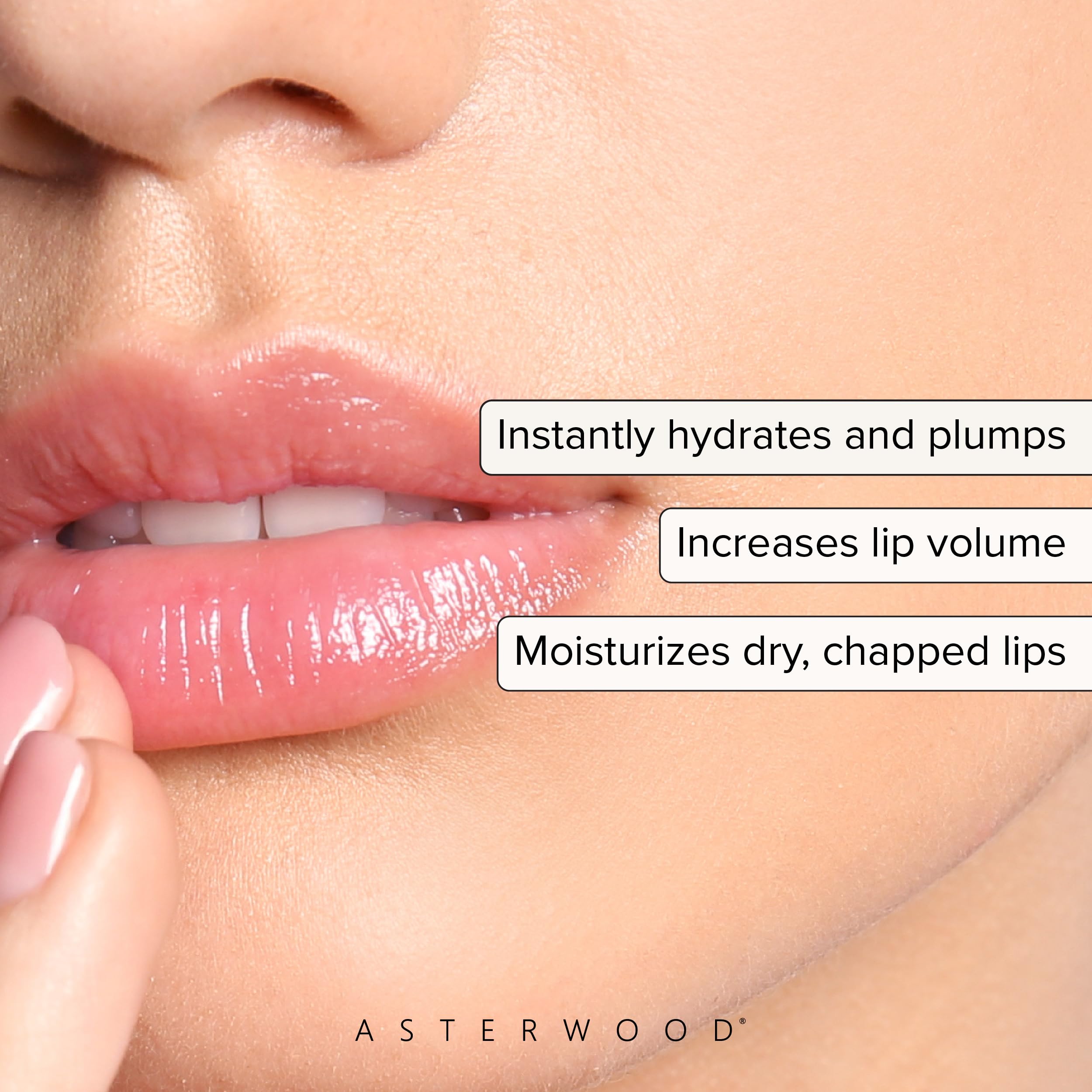 Asterwood Lip Treatment & Balm jar close-up showing creamy texture for moisturizing lips.