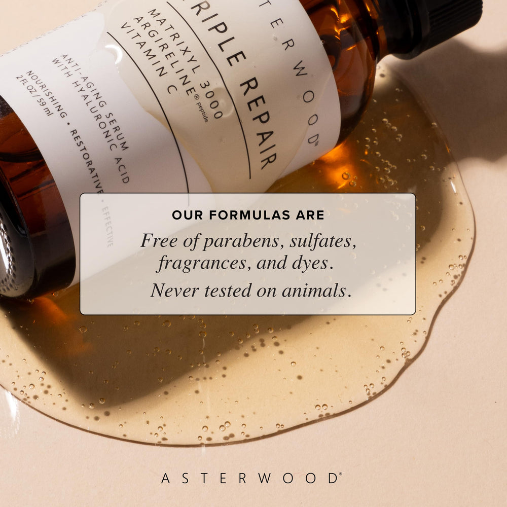 Asterwood morning skincare routine shot with serum for daytime care.