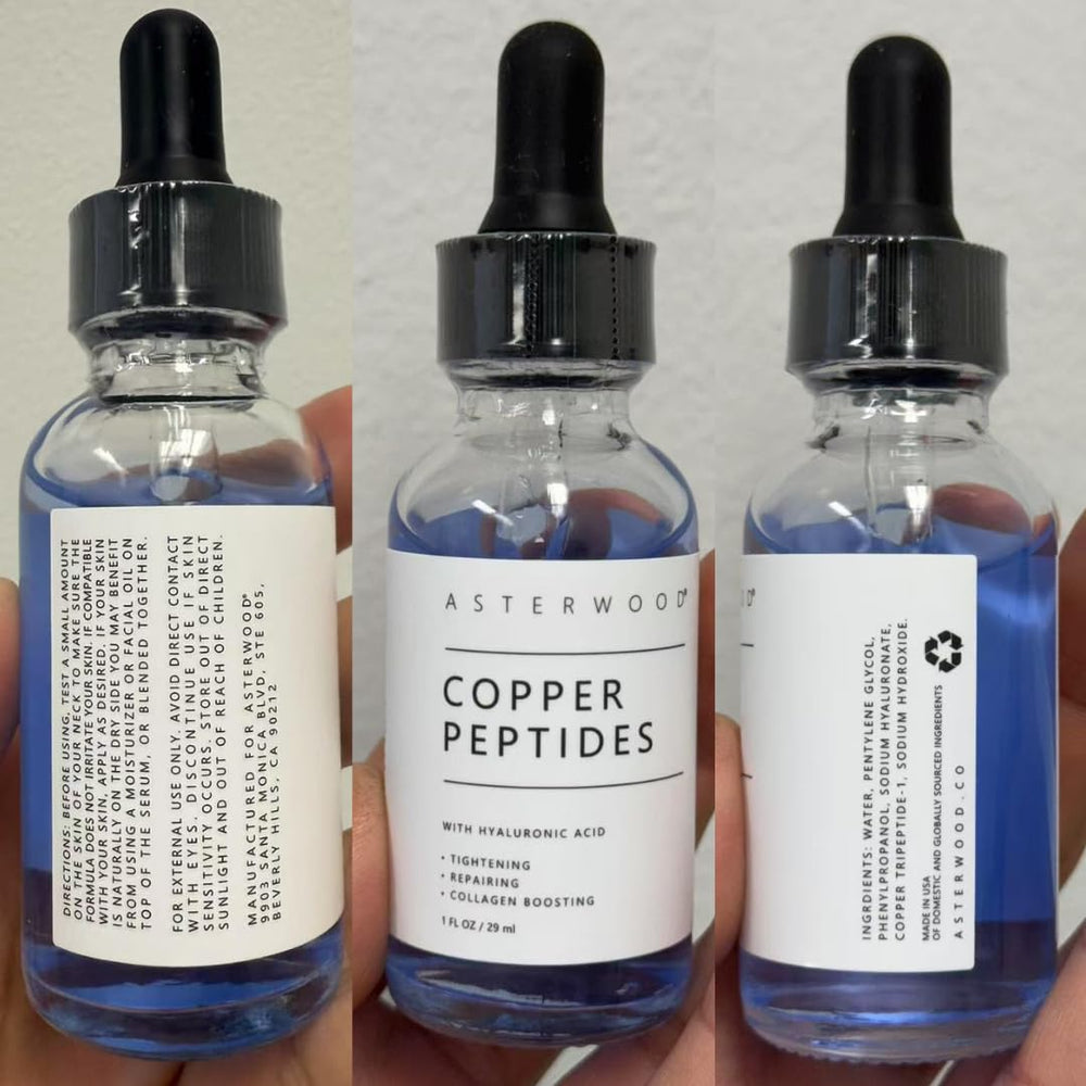 Front packaging of Asterwood serum for daily routine.