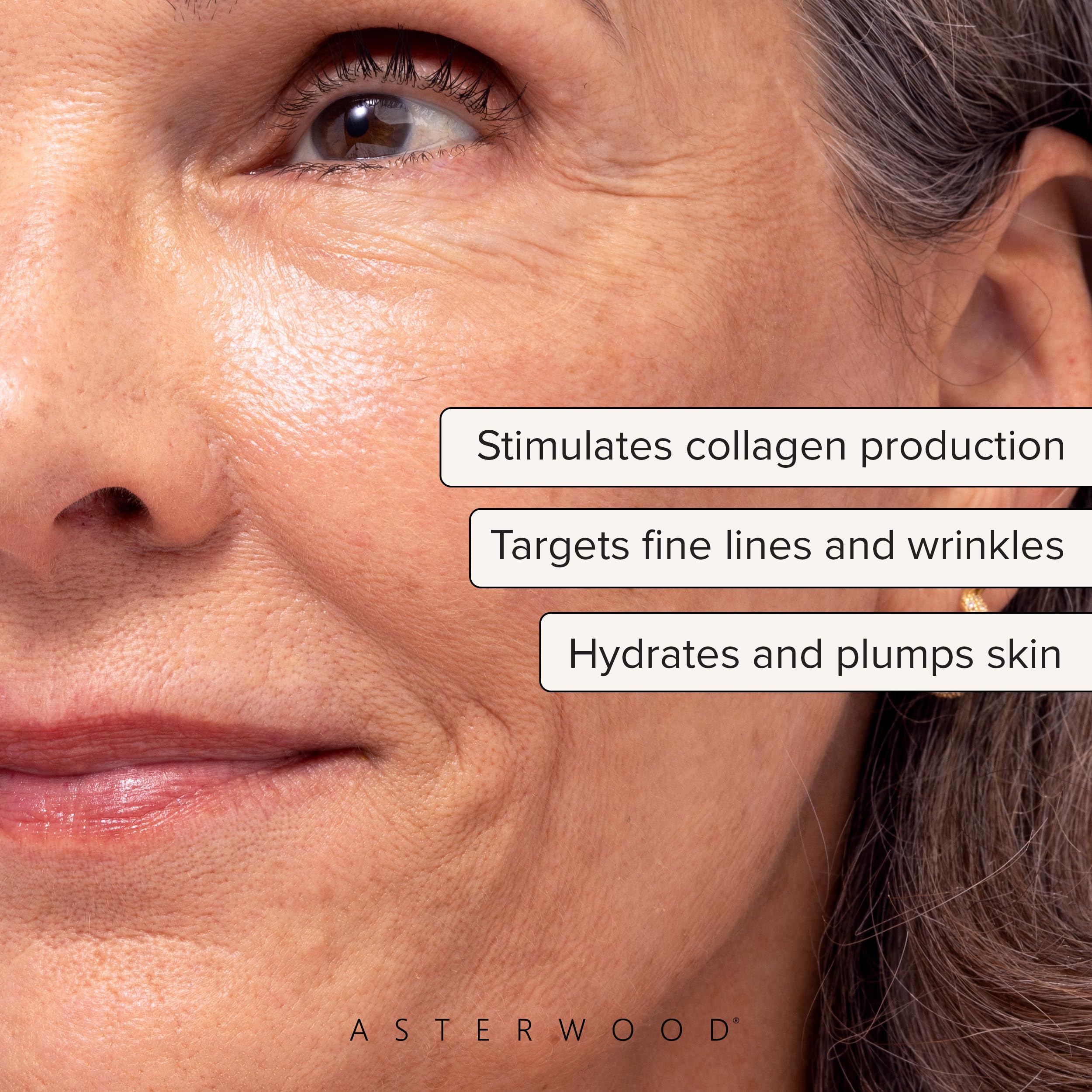 Asterwood Triple Repair Serum dispenser pump for easy, mess-free daily use.