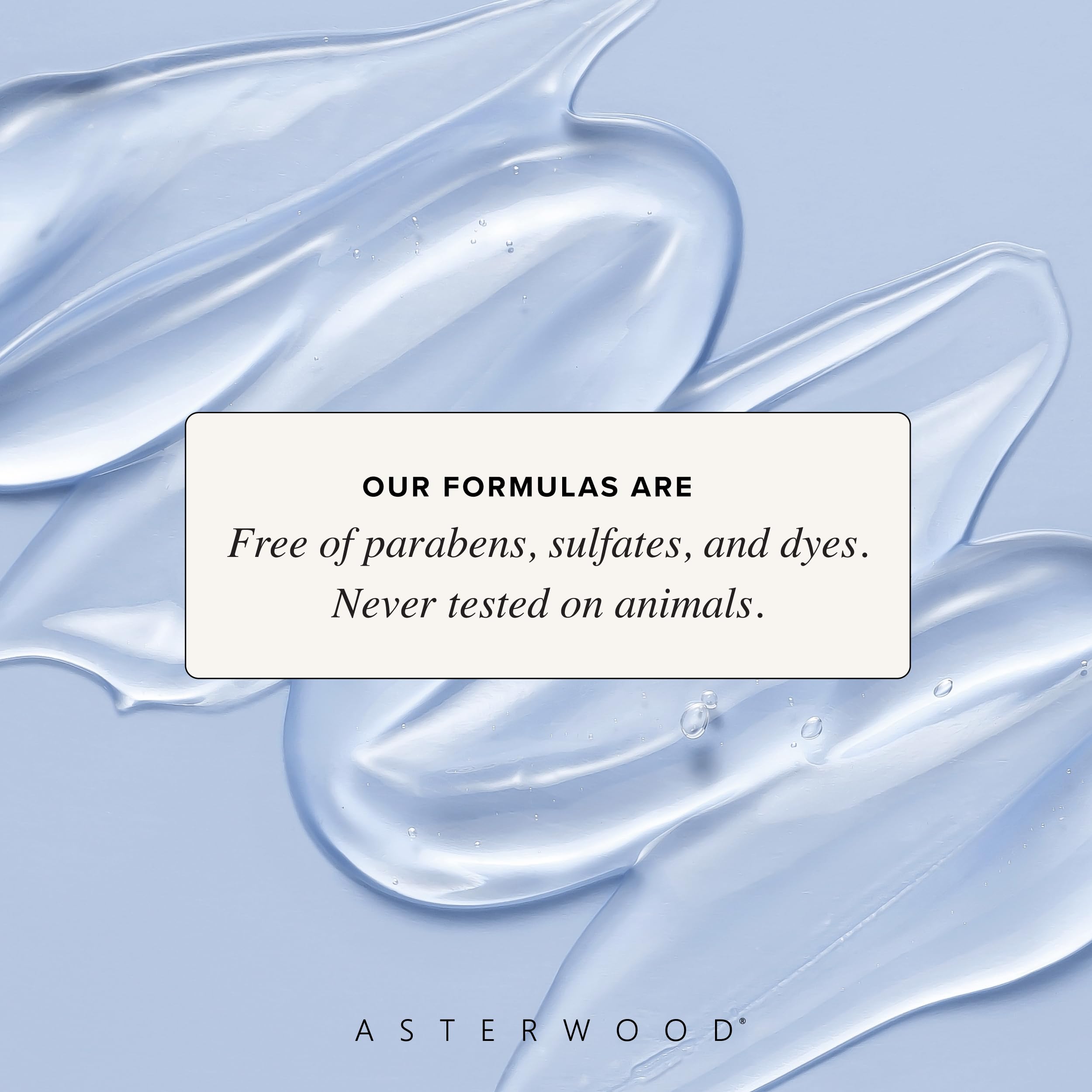 Asterwood vegan cruelty-free label indicating gentle, skin-friendly ingredients.