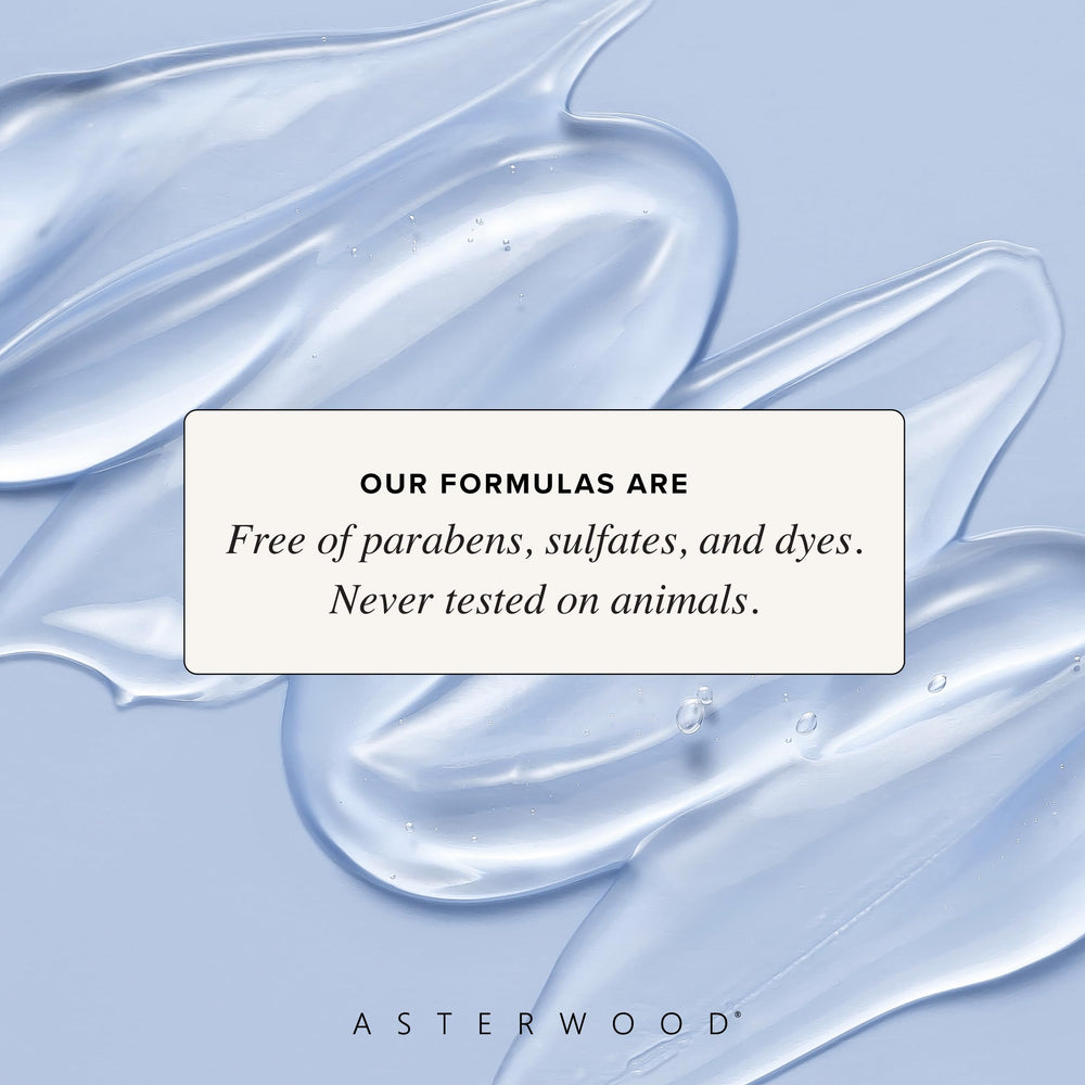Asterwood vegan cruelty-free label indicating gentle, skin-friendly ingredients.