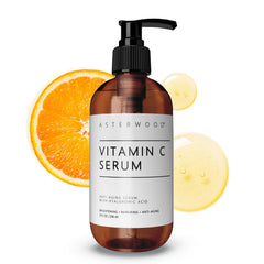 Asterwood Vitamin C Serum bottle showing fragrance-free hydration
